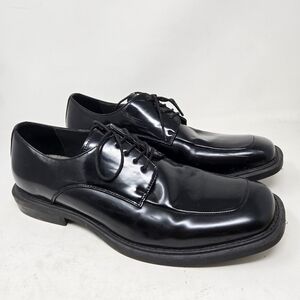 KENNETH COLE Reaction Black Leather Oxford Dress Shoes Silver Technology Sz 13M